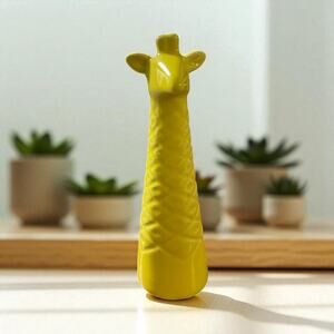 Yellow Small Ceramic Giraffe Bud Flower Vase From Chive 6" high